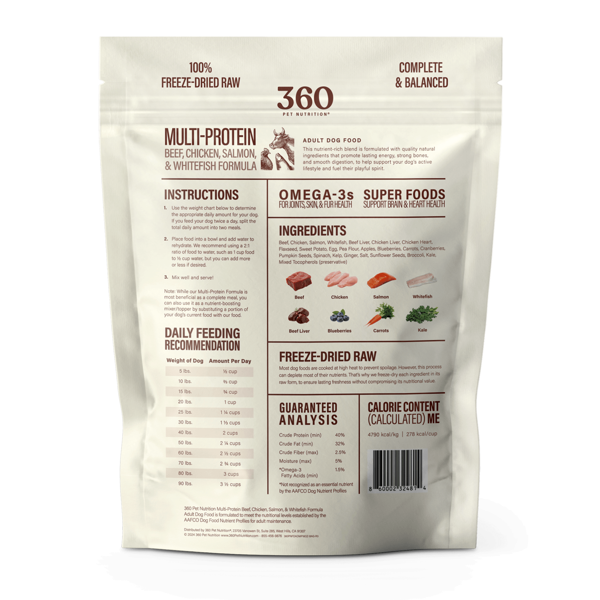 Freeze-Dried Dog Food, Multi-Protein Formula