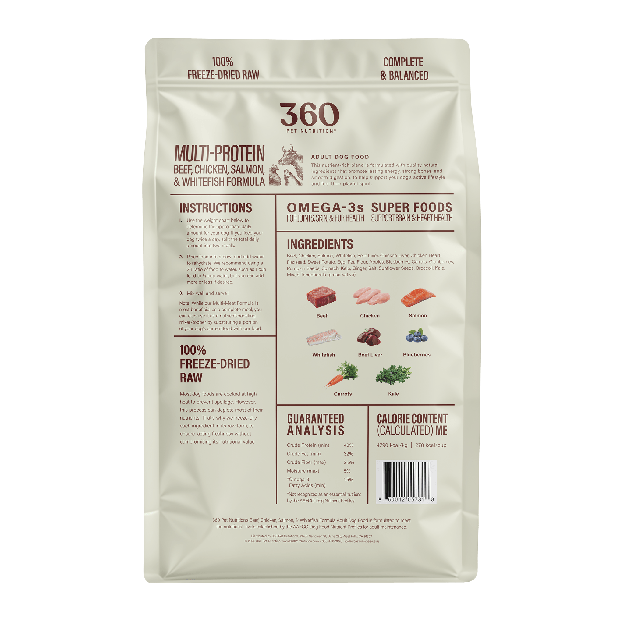 Freeze-Dried Dog Food, Multi-Protein Formula