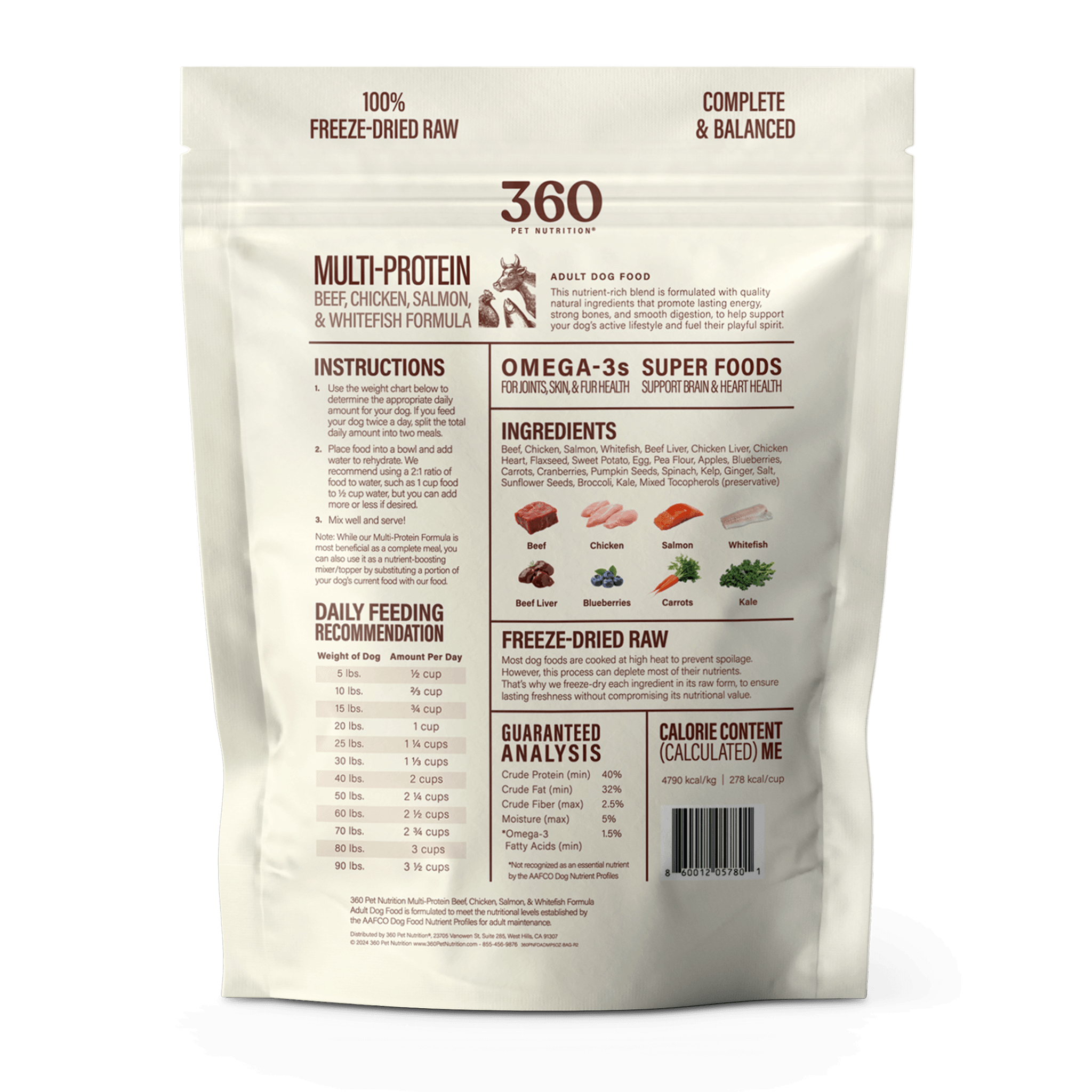Freeze-Dried Dog Food, Multi-Protein Formula