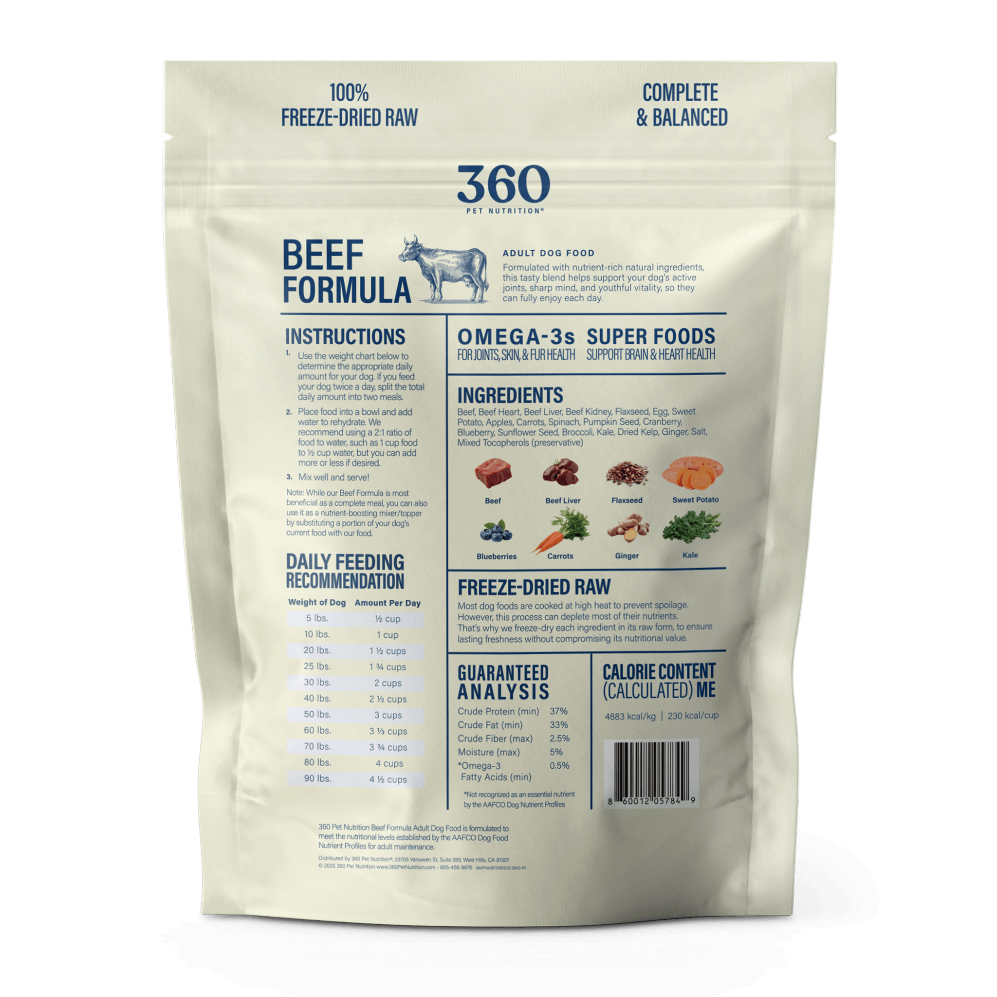 Freeze-Dried Dog Food, Beef Formula
