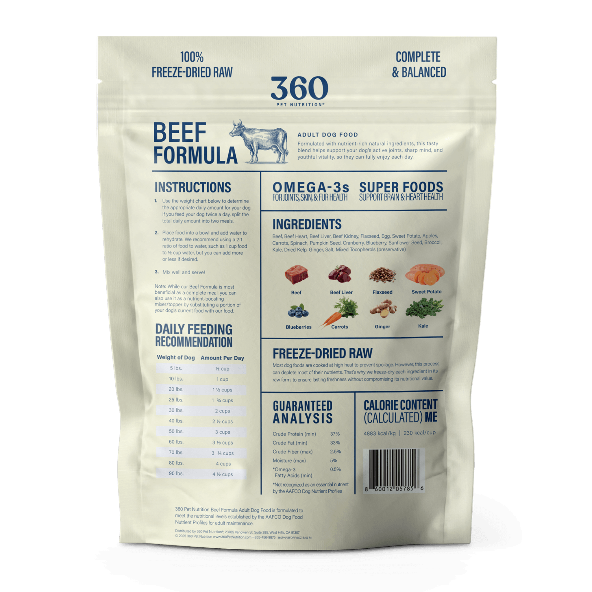 Freeze-Dried Dog Food, Beef Formula